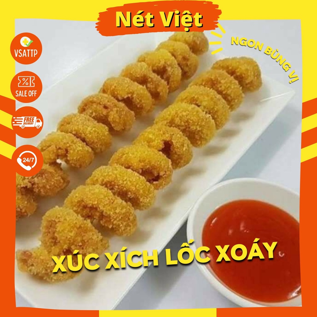 Xúc xích lốc xoáy tẩm bột chiên xù thơm giòn, túi 10c
