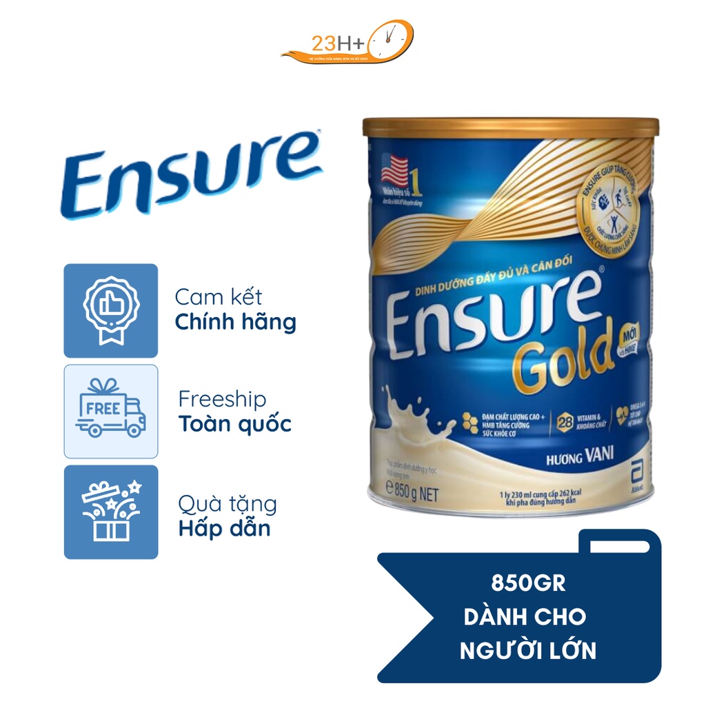 Sữa bột Abbott Ensure Gold Vani 850g