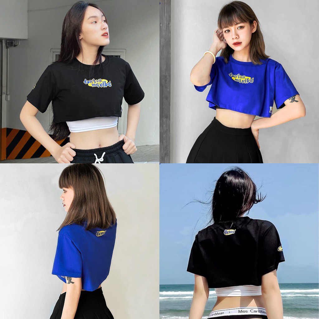 Áo croptop rộng tay ngắn nhiều màu Don't Kill My Vibe - Croptop form rộng