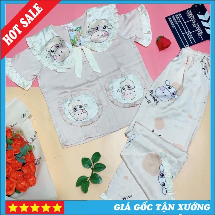 HÀNG CAO CẤP - [ Hot ] Bộ Pijama Dài Tiểu Thư Chất Lụa Latin Mặc Nhà Mịn Mát - Bộ Dài Siêu Xinh