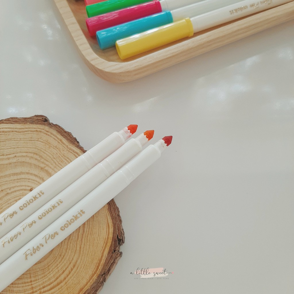 Bộ 20 bút lông màu FIBER PEN COLOKIT - Bút viết nét mảnh nét to - A Little Sweet