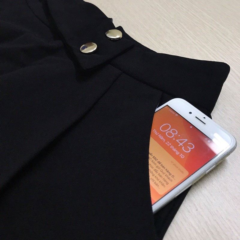 Chân váy dài công sở qua gối - Xếp ly phối 2 cúc - Vải tuyết mưa dày dặn co giãn nhẹ - Váy công sở - đi làm - đi chơi | BigBuy360 - bigbuy360.vn