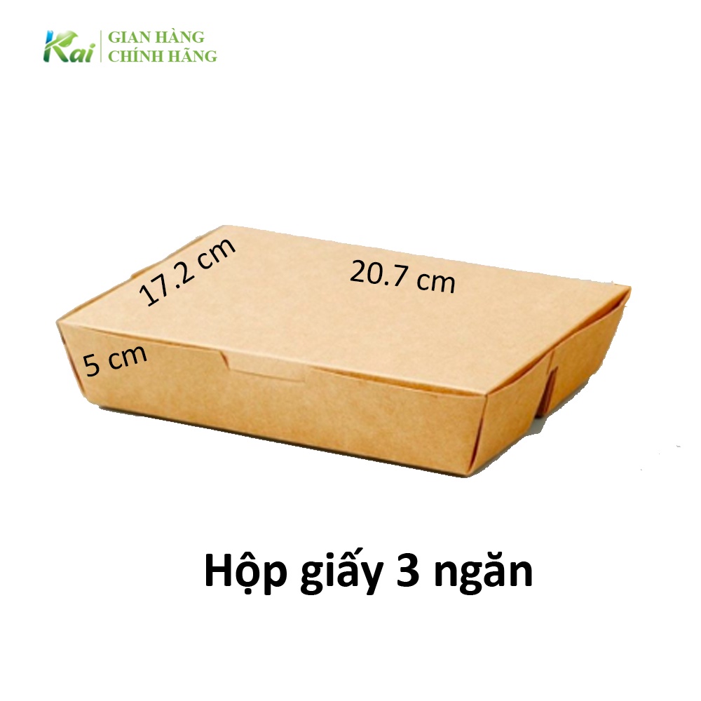 25 - 50 Hộp giấy Kraft 3 hoặc 4 ngăn cao cấp, đựng thức ăn, thực phẩm, cơm mang đi..., có cán màng PE bên trong, GIÁ SỈ