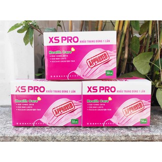 Hộp 50 Khẩu Trang Y Tế XS PRO 4 Lớp Màu Hồng