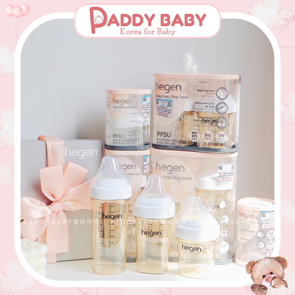 Bình sữa Hegen chính hãng 60ml 150ml 240ml 330ml fullbox, tách set