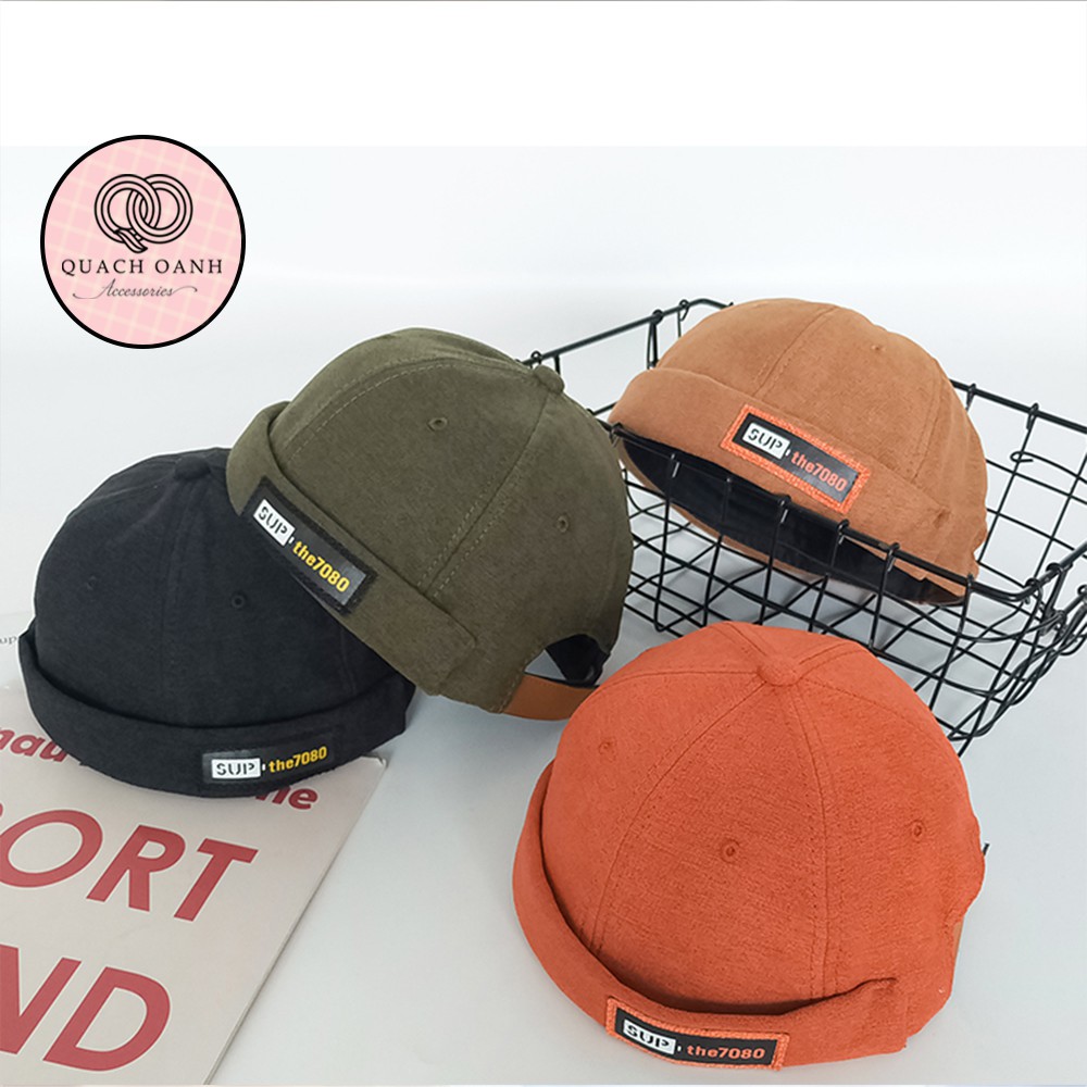 Mũ quả dưa địa chủ beanie không vành in chữ SUP the 7080 – MU58