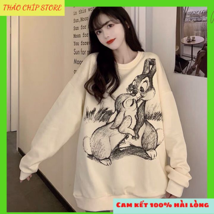 🔥HÀNG NEW🔥Áo Sweater Nỉ Hình Đôi Thỏ🐇🐇Chất liệu nỉ Cotton mặc co dãn vô cùng thoải mái •  Thiết kế Basic dễ phối đồ. | BigBuy360 - bigbuy360.vn