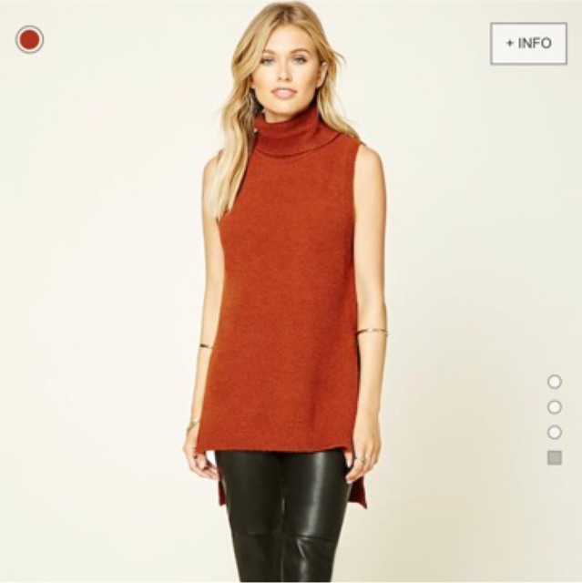 Áo ghi lê len cổ lọ F21 auth màu cam gạch size s