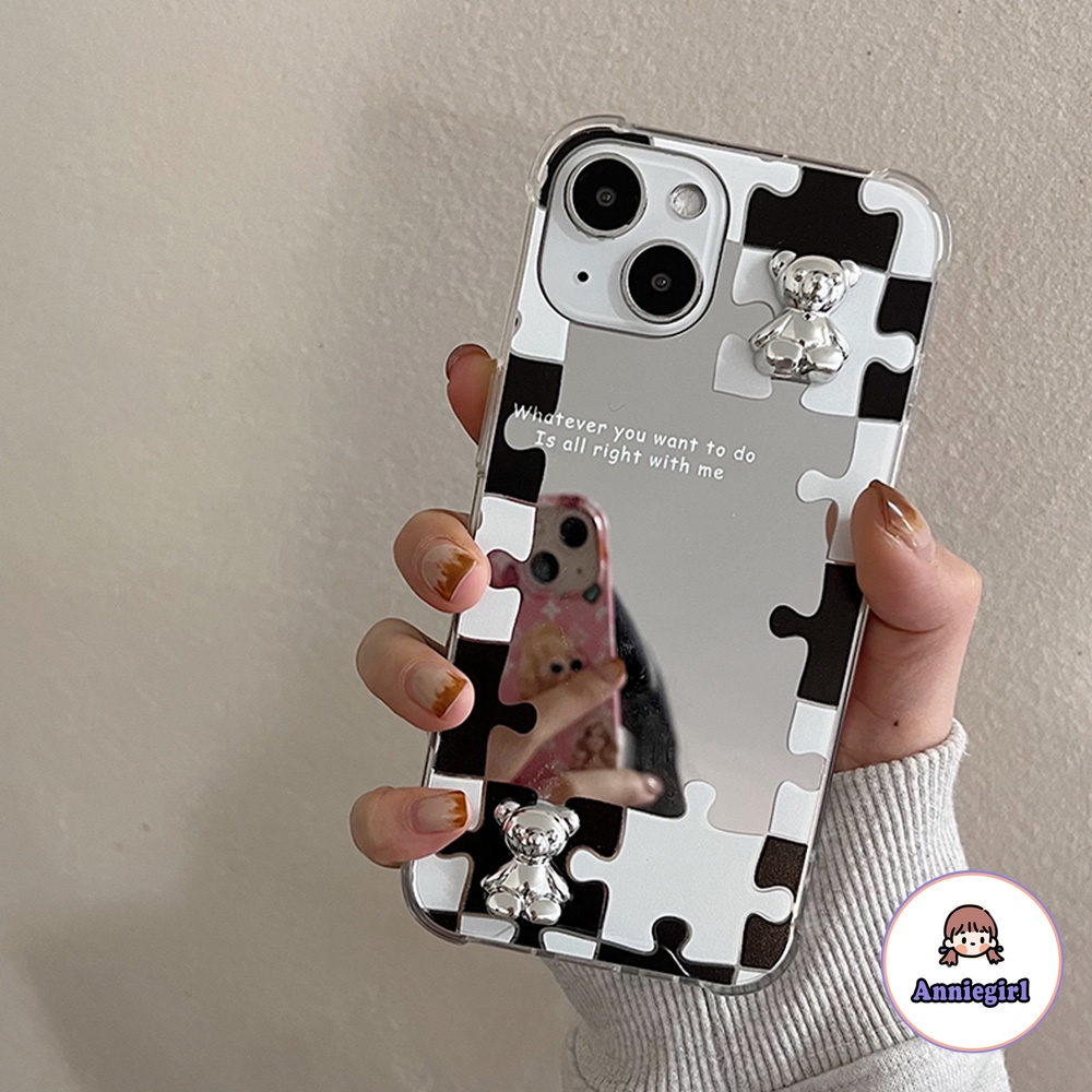 Ốp Điện Thoại TPU Dẻo Phủ Lớp Trang Điểm Gấu 3D Chống Trượt Cho IPHONE 14 13 12 11 PRO MAX X XS XR 8 7 PLUS