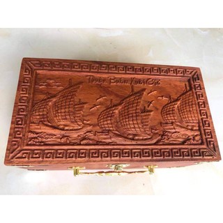 Hộp đựng CON DẤU CÔNG TY, đựng trang sức GỖ HƯƠNG chạm THUẬN BUỒM XUÔI GIÓ CỰC ĐẸP ( LOẠI TO- ẢNH THẬT 100%)