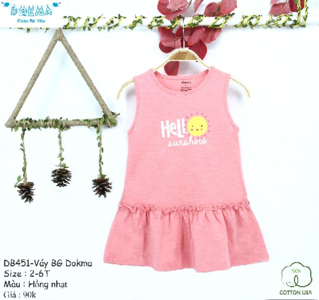 [FAFRINW05 giảm tối đa 30k đơn 150k]Váy cotton Dokma họa tiết cho bé form to 2-6T (3màu)