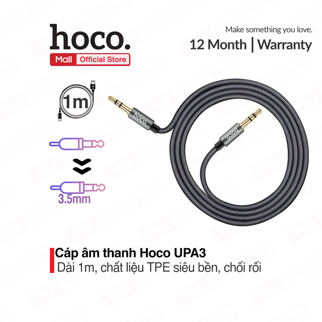 [Mã ELHACE giảm 4% đơn 300K] Cáp âm thanh jack 3.5mm Hoco UPA03 AUX dài 1m