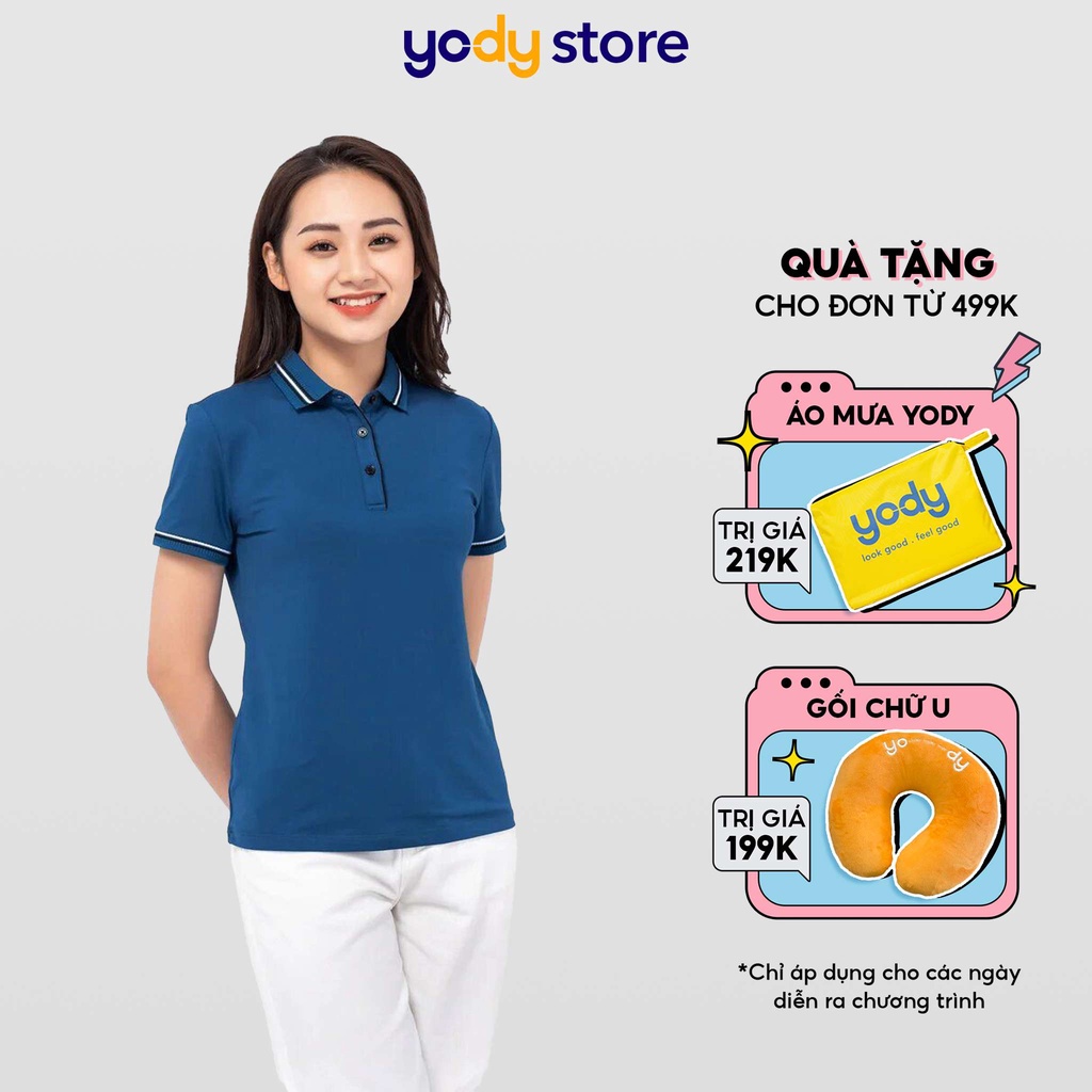 Áo polo nữ Coolmax phối bo Yody cao cấp, mềm, xốp, thoáng mát, ít nhàu  APN3724