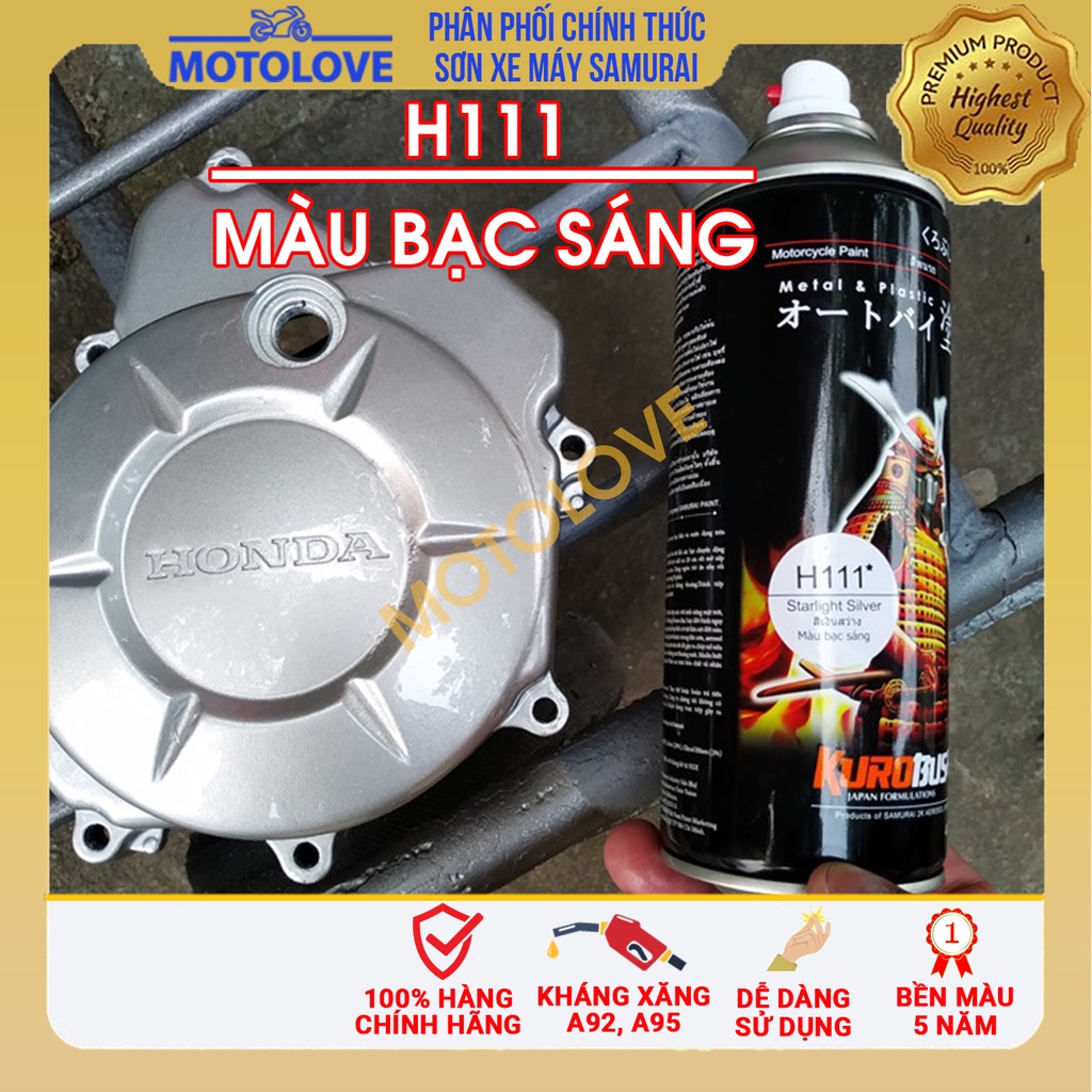 Sơn xịt Samurai màu Bạc - H111 (400 ml)