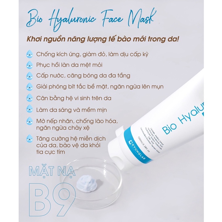 Mặt nạ Kyung Lab B9 Bio Hyaluronic Face Mask 100ml Hàn Quốc Mit Beauty phục hồi cấp ẩm tế bào da