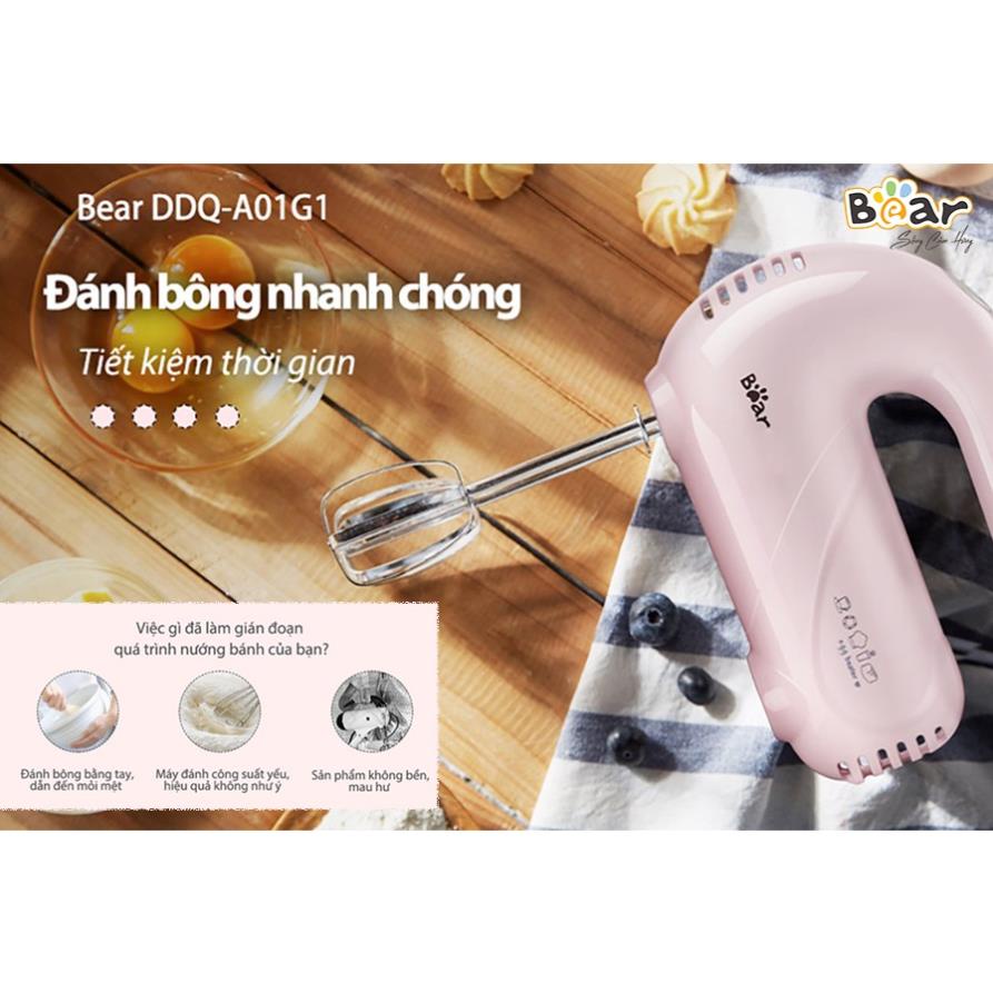 Máy đánh trứng mini cầm tay Bear động cơ 125W đánh bông nhanh chóng tích hợp 5 chế độ Gia dụng Bear Tuli Mart