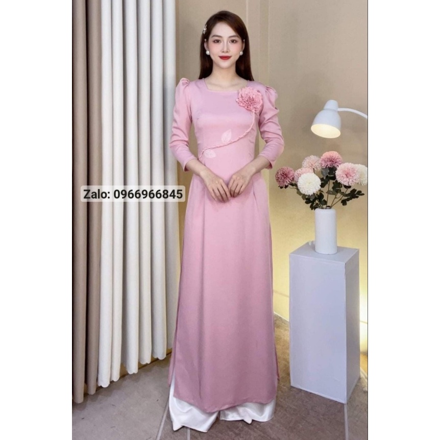 Áo dài lụa Tây Thi đính hoa ngực - Áo Dài Đan Linh