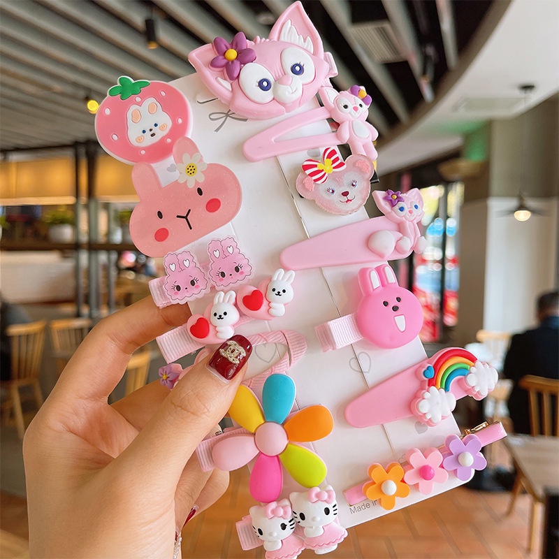 Set 14 Kẹp Tóc Hoạt Hình Dễ Thương Cho Bé Gái