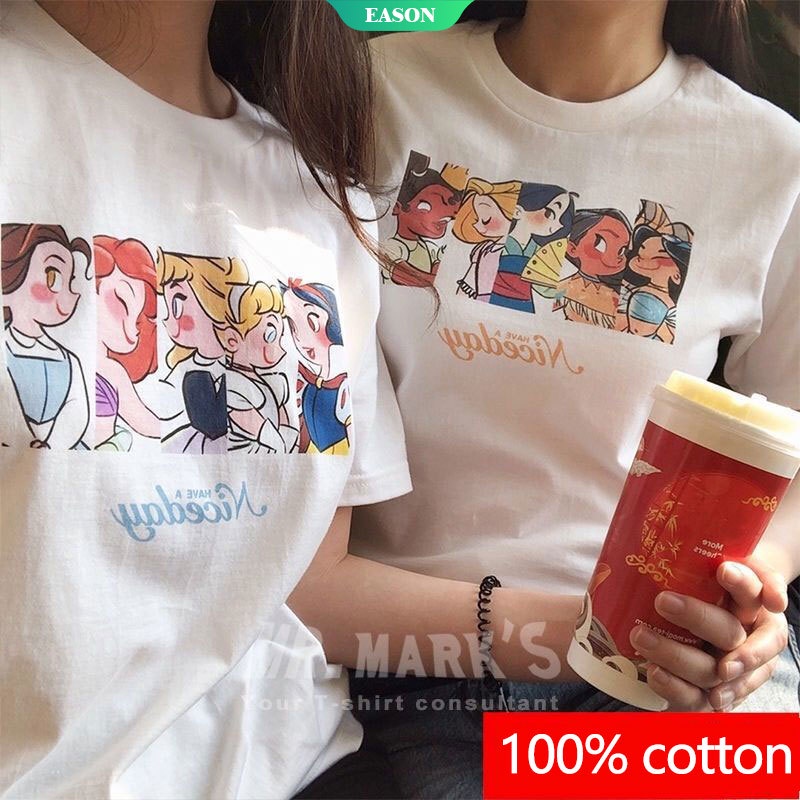 Áo Thun Tay Ngắn Dáng Rộng In Họa Tiết Hoạt Hình Disney Phong Cách Hàn Quốc Cho Nữ