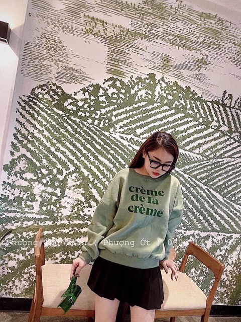 BÁN SỈ ÁO NỈ IN CHỮ " CREME " HỒNG XANH CHO NỮ | BigBuy360 - bigbuy360.vn