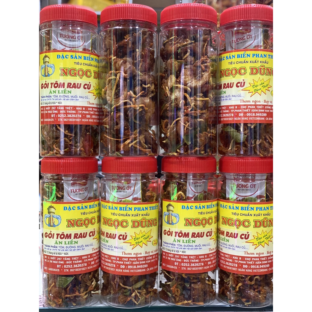 Gỏi Tôm Rau Củ ( ăn liền ) là món ăn ngon của Shop Đặc Sản Biển Phan Thiết NGỌC DŨNG; Hộp 200 gram. HSD 12 tháng