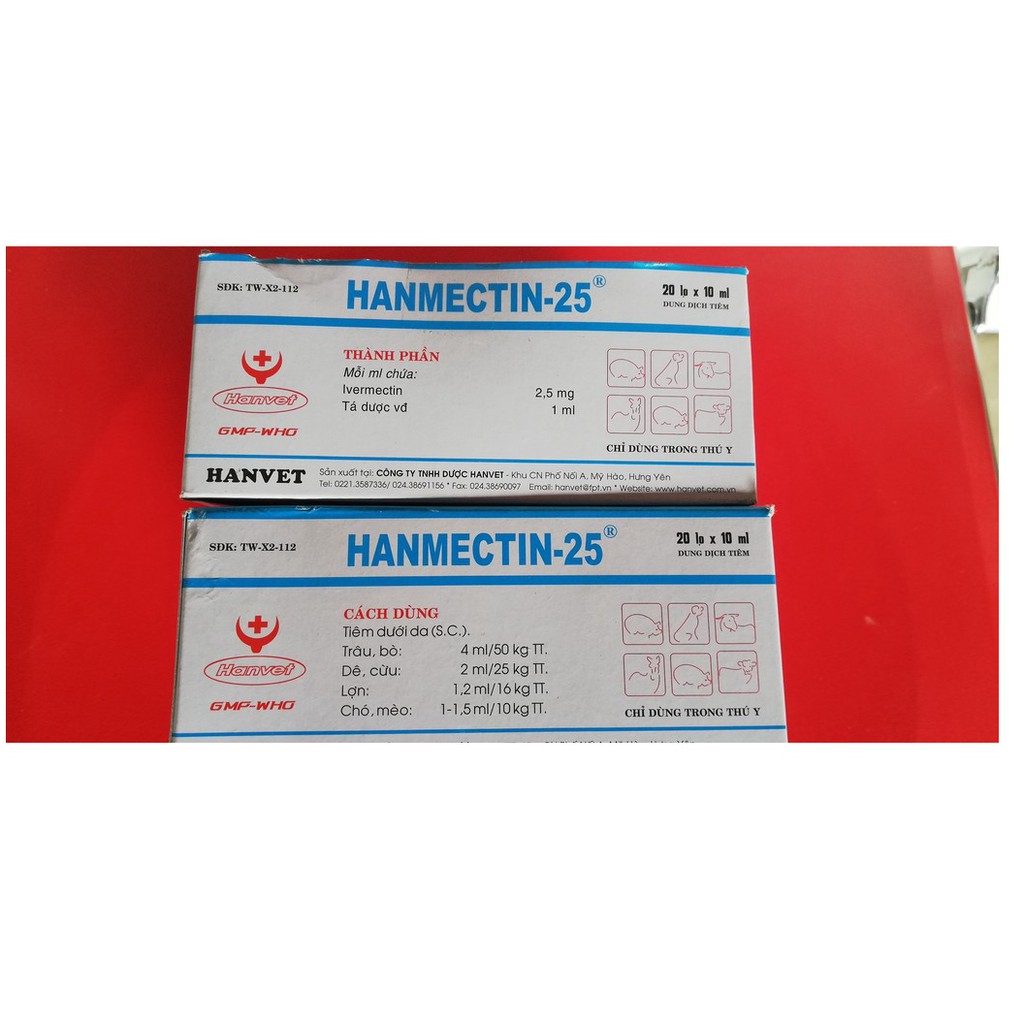 1 lọ Hanmectin - 25 loại 10ml dùng tốt cho trâu, bò, lợn, dê, cừu, chó, mèo, thỏ - Hanvet