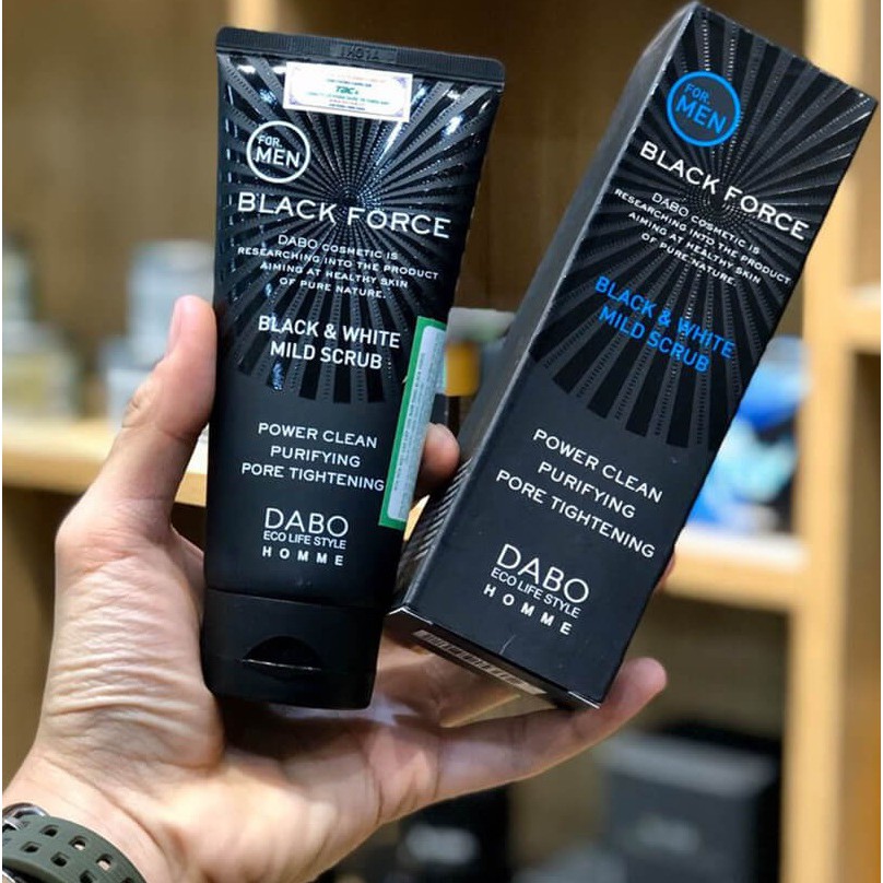 Sữa Rửa Mặt Nam Cho Da Trắng Mịn Sạch Nhờn Sạch Mụn Dabo Black Force Hàn quốc 120ml - Chính Hãng