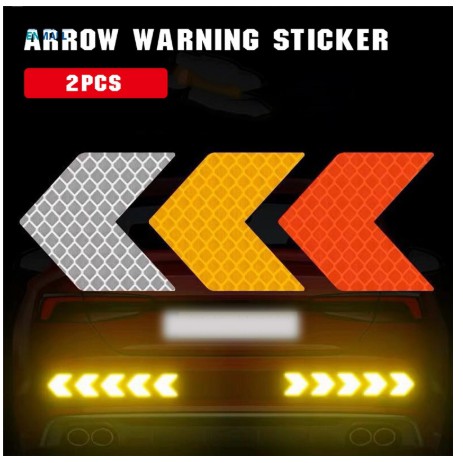 Set 2 decal Nhãn Dán tem Trang Trí mũi tên phản quang cảnh báo an toàn sau đuôi Xe hơi Ô Tô thời trang cho Toyota Vios