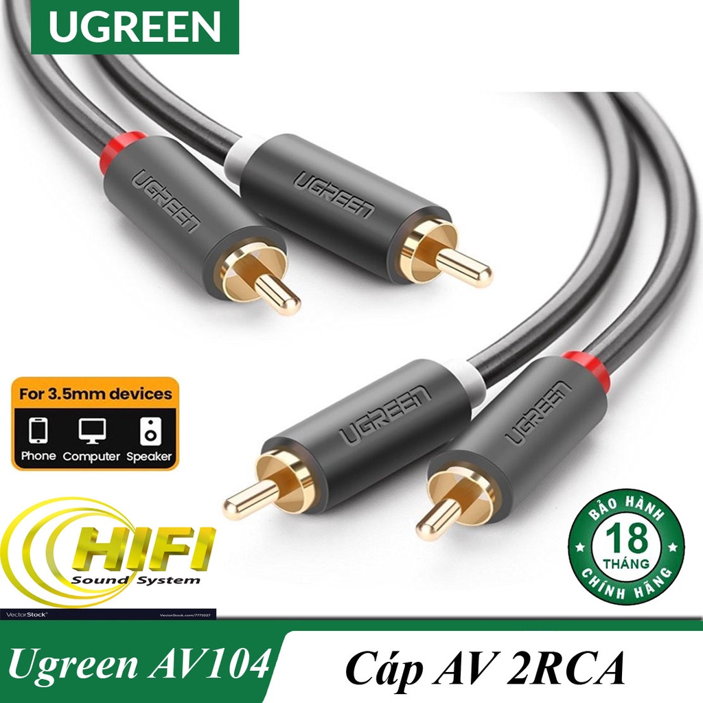 Cáp Âm Thanh 2RCA ra 2RCA UGREEN AV104 Cao Cấp