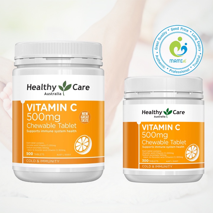 Vitamin C (500v) tăng cường đề kháng, đẹp da cho người từ 2 tuổi trở lên Healthy Care Vitamin C 500mg, Úc