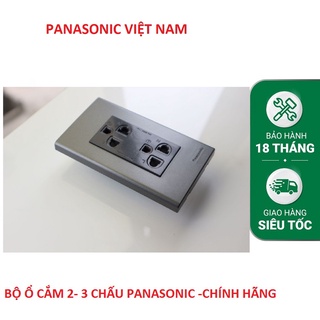 Ổ Cắm đôi 3 chấu Panasonic Đen bóng chuẩn wide - Hàng chính hãng