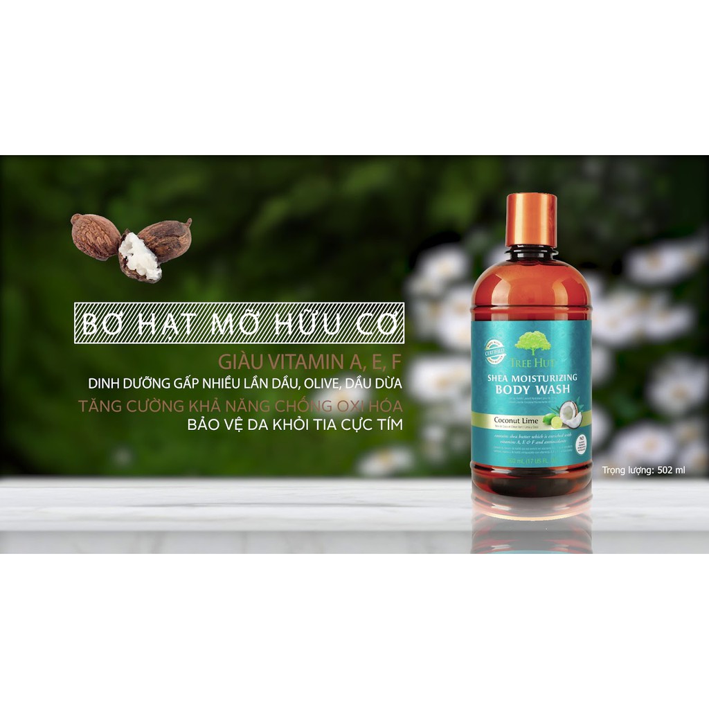 Dầu tắm dưỡng ẩm Tree Hut Shea Moisturizing Body Wash