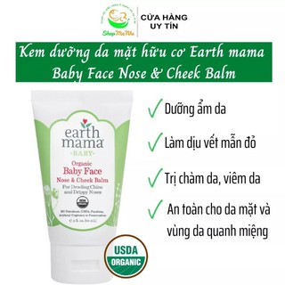 [USDA] Kem dưỡng ẩm đa năng hữu cơ cho trẻ sơ sinh – Earth mama baby face nose and cheek balm.