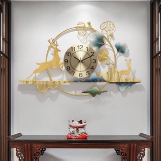 Đồ nghệ thuật, decor trang trí đồng hồ treo tường, đồng hồ trang trí decor hươu mã 2153