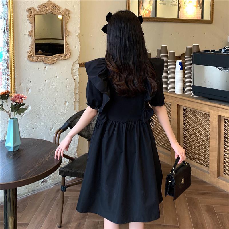 Đầm tay ngắn cổ chữ V phong cách Pháp thiết kế ngọt ngào thời trang mùa hè mới
