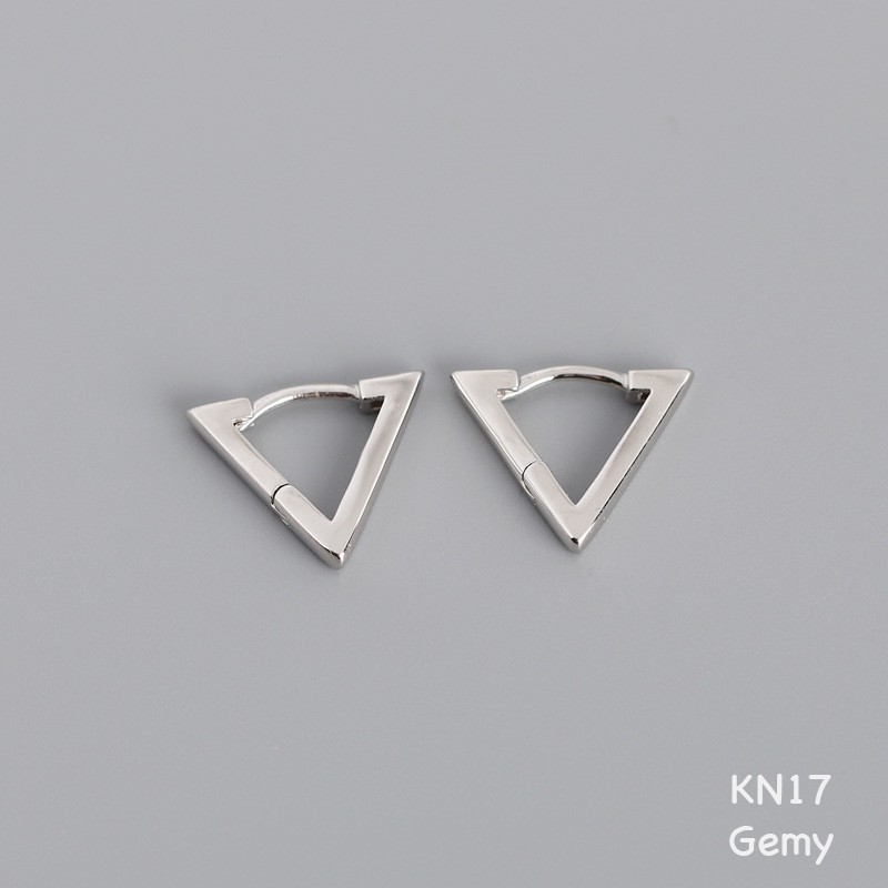 Bông tai, Khuyên tai nam nữ bạc mạ vàng hình tam giác thiết kế đơn giản, cá tính, độc đáo KN17 (1 chiếc)| GEMY SILVER