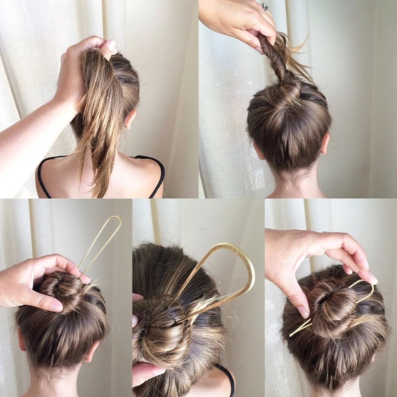 Kẹp Tóc Hợp Kim Hình Chữ U Phong Cách Cổ Điển Thời Trang 2 Prong Chignon Dành Cho Bạn Nữ