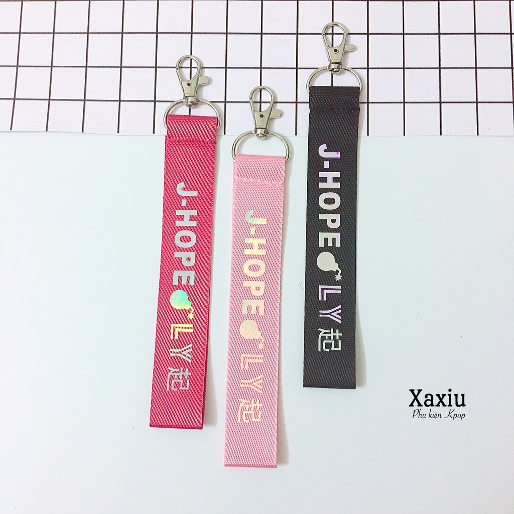 Strap BTS (móc treo cặp in tên thành viên nhóm BTS, JUNGKOOK, V, JIMIN, RM, JIN, SUGA, JHOPE) siêu đẹp