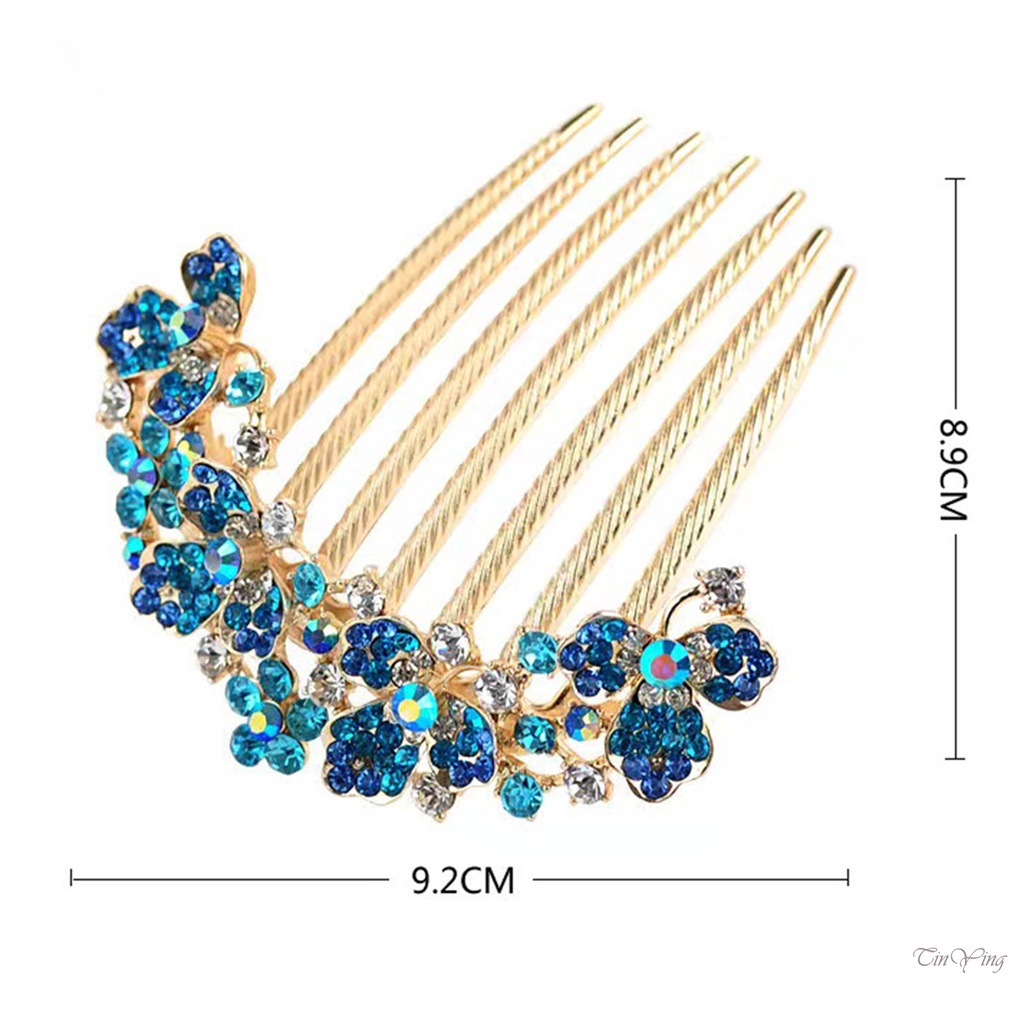 GETNOIVAS Lược Cài Tóc 7 Răng Đính Đá Nhiều Màu Phong Cách Retro Cho Nữ