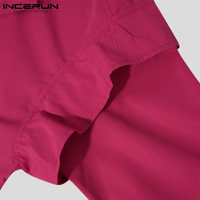 Áo khoác nam INCERUN tay dài màu trơn có khóa kéo bất đối xứng phong cách phương Tây