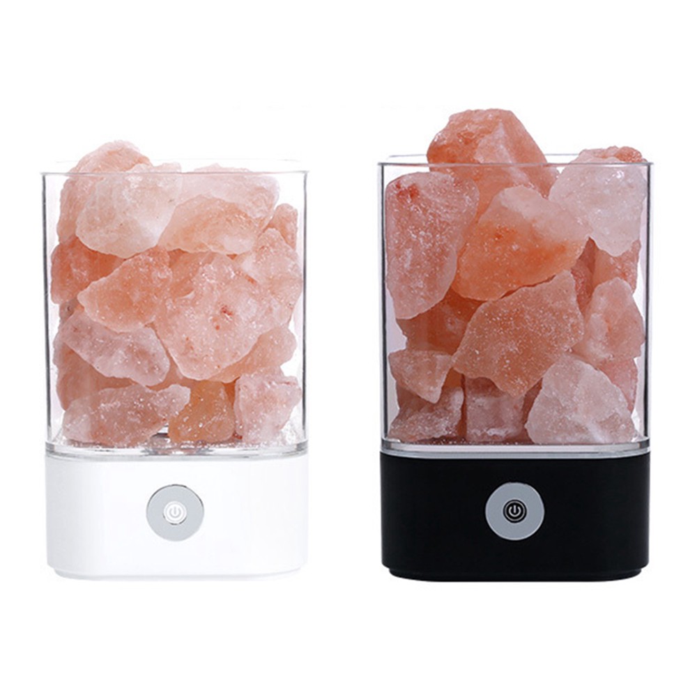 DreamH☛ Salt Lamp Himalayan Crystal Salt Lamp Natural Negative Ion Salt Mine Lamp USB Colorful Night Light ❀