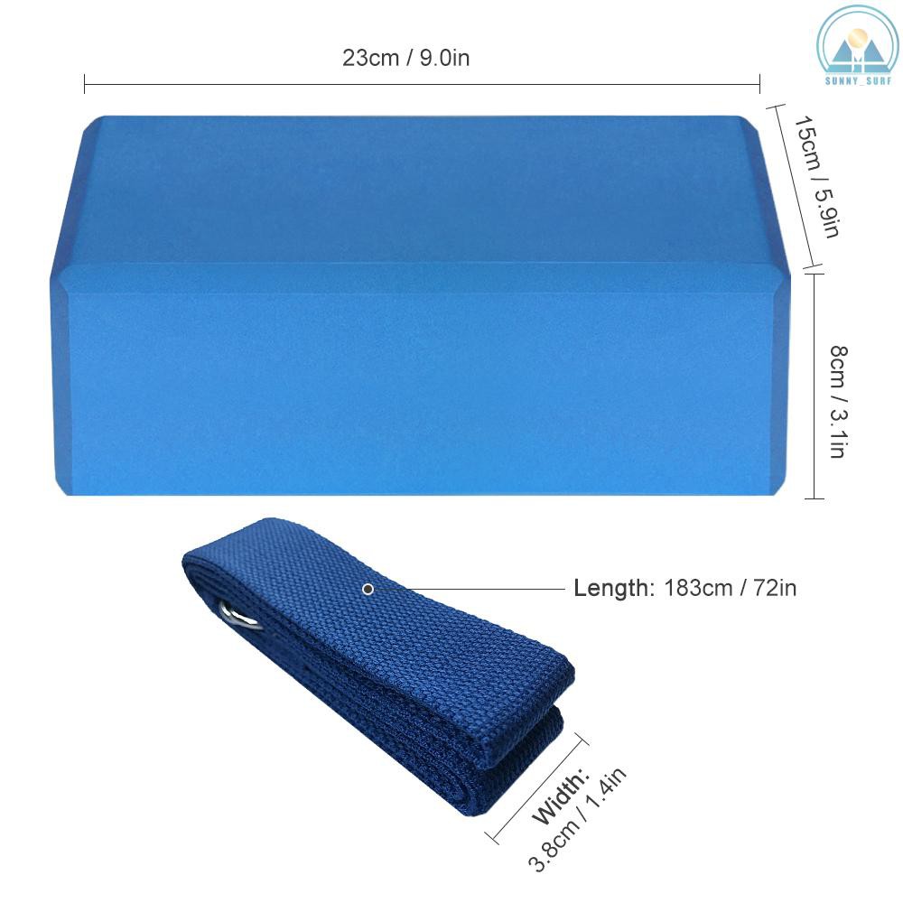 Sunny☀ 1pcs EVA Yoga Blocks 1pcs Cotton Yoga Strap Stability Blocks Yoga Strap Set for Yoga Pilates Meditation