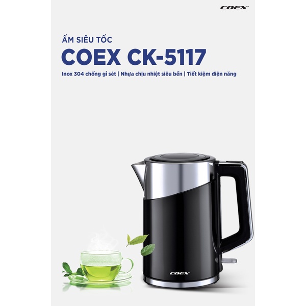 [Mã ELHADEV giảm 4% đơn 300K] Ấm siêu tốc 1.7 Lít COEX CK-5117