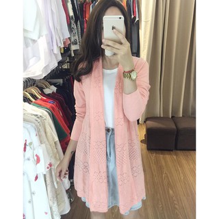Cardigan dáng dài len họa tiết