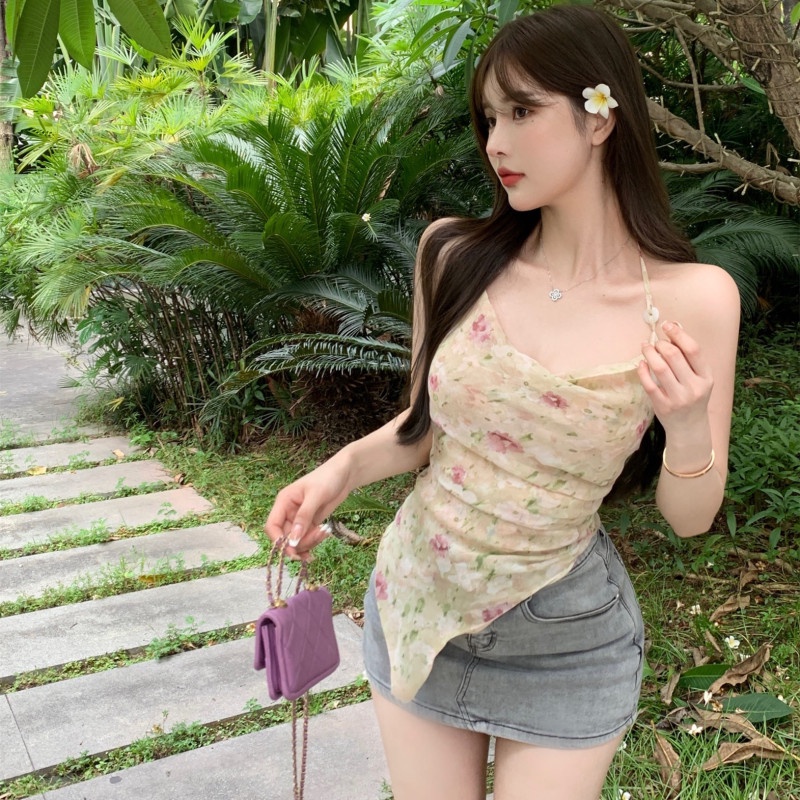 Áo Sát Nách Chất Chiffon Hoạ Tiết In Thiết Kế Quyến Rũ