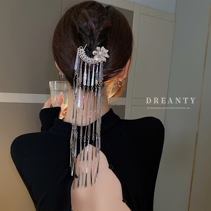 Kẹp Tóc Kim Loại Hình Hoa Đính Ngọc Trai Phong Cách Trung Hoa Mới