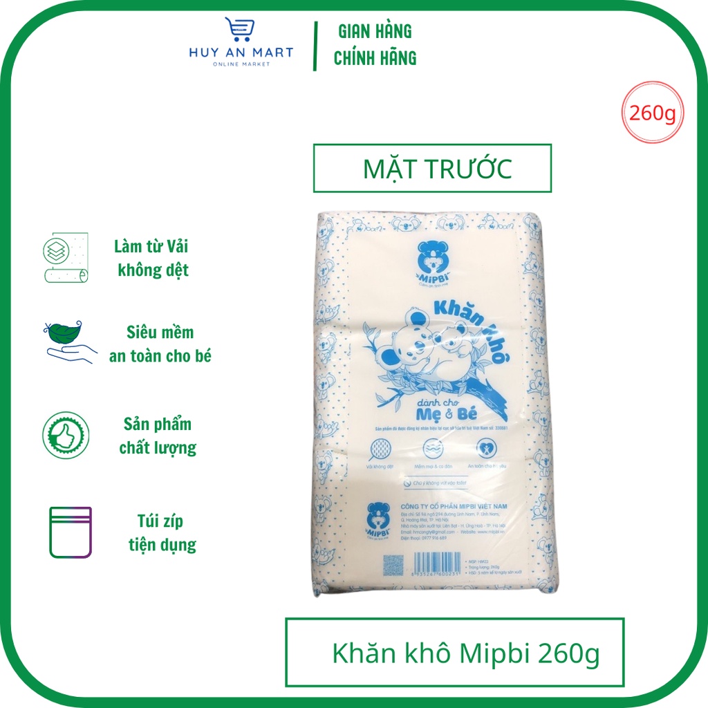 Khăn giấy khô đa năng CAO CẤP Mipbi 260gr an toàn cho bé
