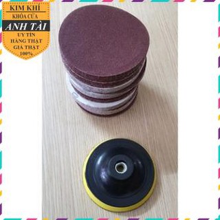 Đế nhám tự dính đánh gỗ, Nhám tròn phi 100 trà mịn gỗ đủ số