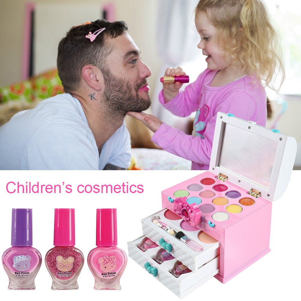 Non Toxic and Washable Kids Makeup set,Girl Pretend Play Makeup Set Cosmetic Kit Toy With Portable Box For Children Gifts,Makeup set for Kids Real