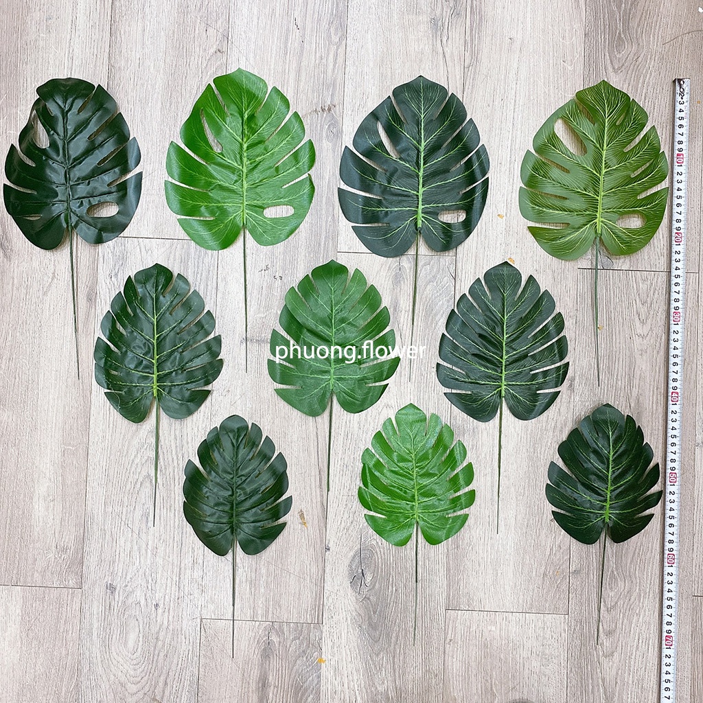 Lá trầu bà giả lá rùa lá cọ nhân tạo đủ size giống thật trang trí nhà cửa decor văn phòng phông nền chụp ảnh